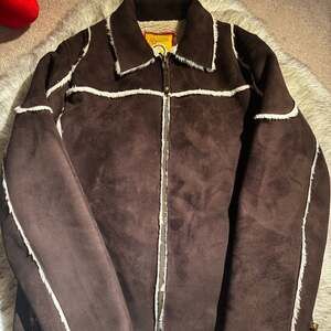 Men's Brown Faux Suede Sherpa Lined Jacket